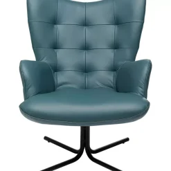 KARE Design Drehsessel Oscar Leder Blau- Sessel
