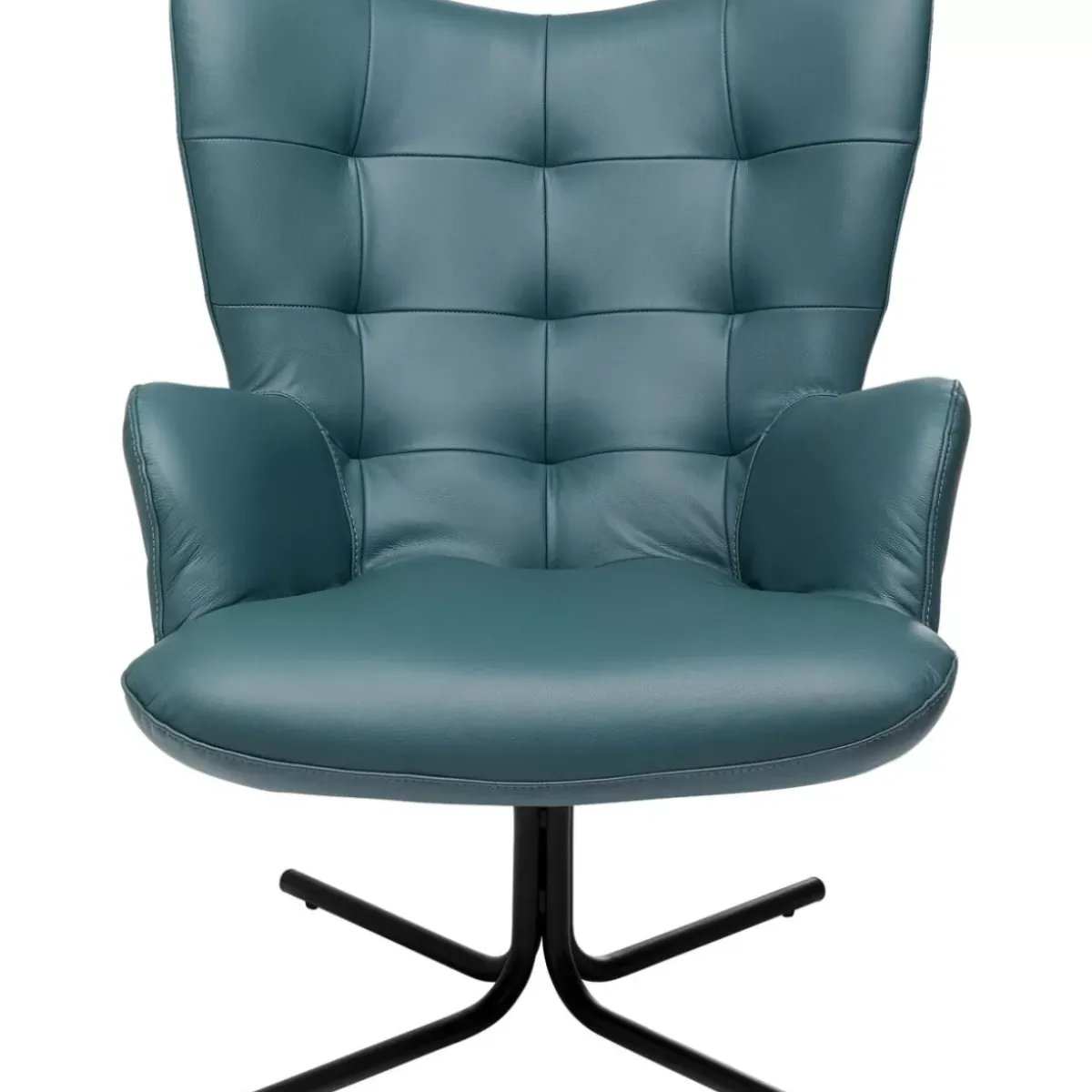 KARE Design Drehsessel Oscar Leder Blau- Sessel