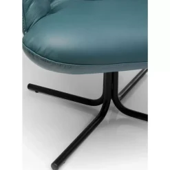 KARE Design Drehsessel Oscar Leder Blau- Sessel