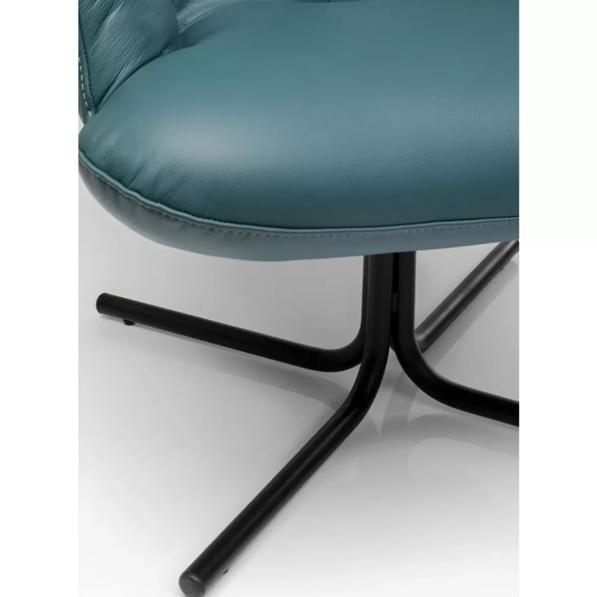 KARE Design Drehsessel Oscar Leder Blau- Sessel