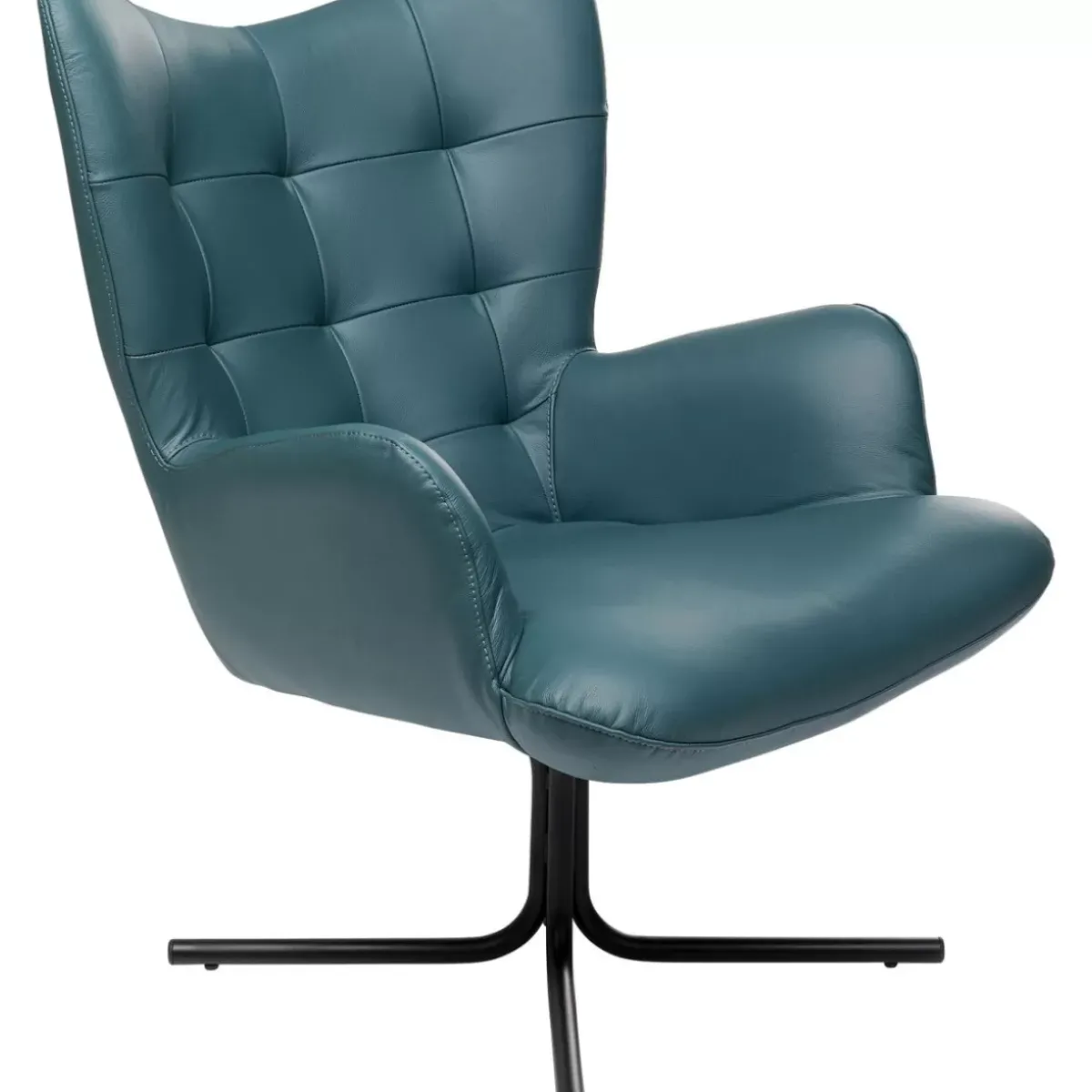 KARE Design Drehsessel Oscar Leder Blau- Sessel