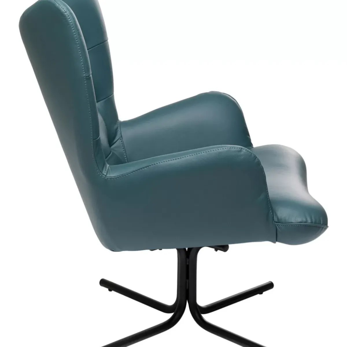 KARE Design Drehsessel Oscar Leder Blau- Sessel