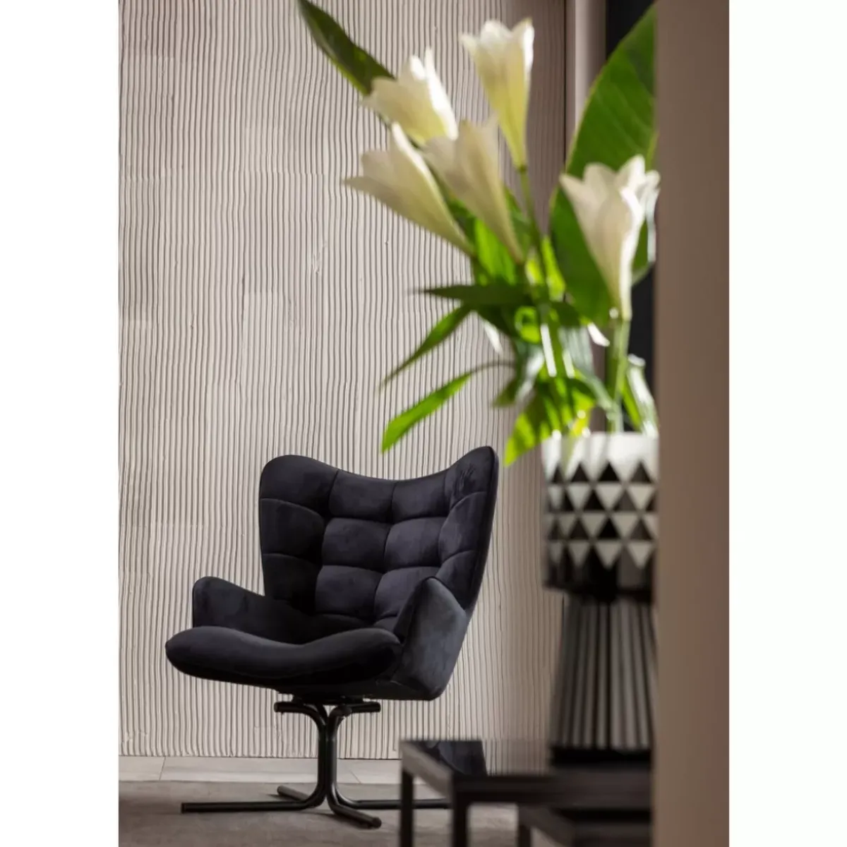 KARE Design Drehsessel Oscar Velvet Schwarz- Sessel