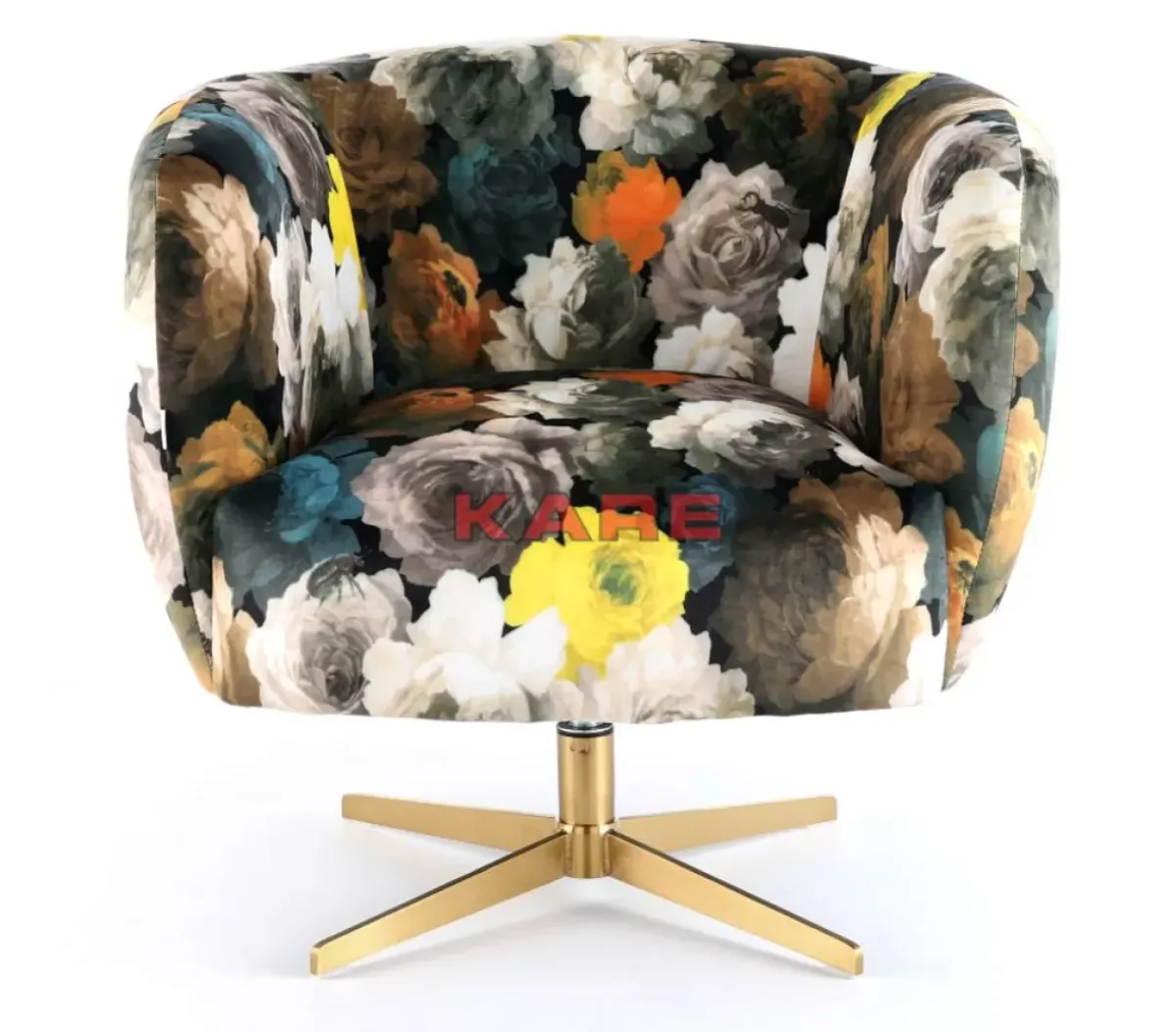 KARE Design Drehsessel Peony Flower Gelb- Sessel