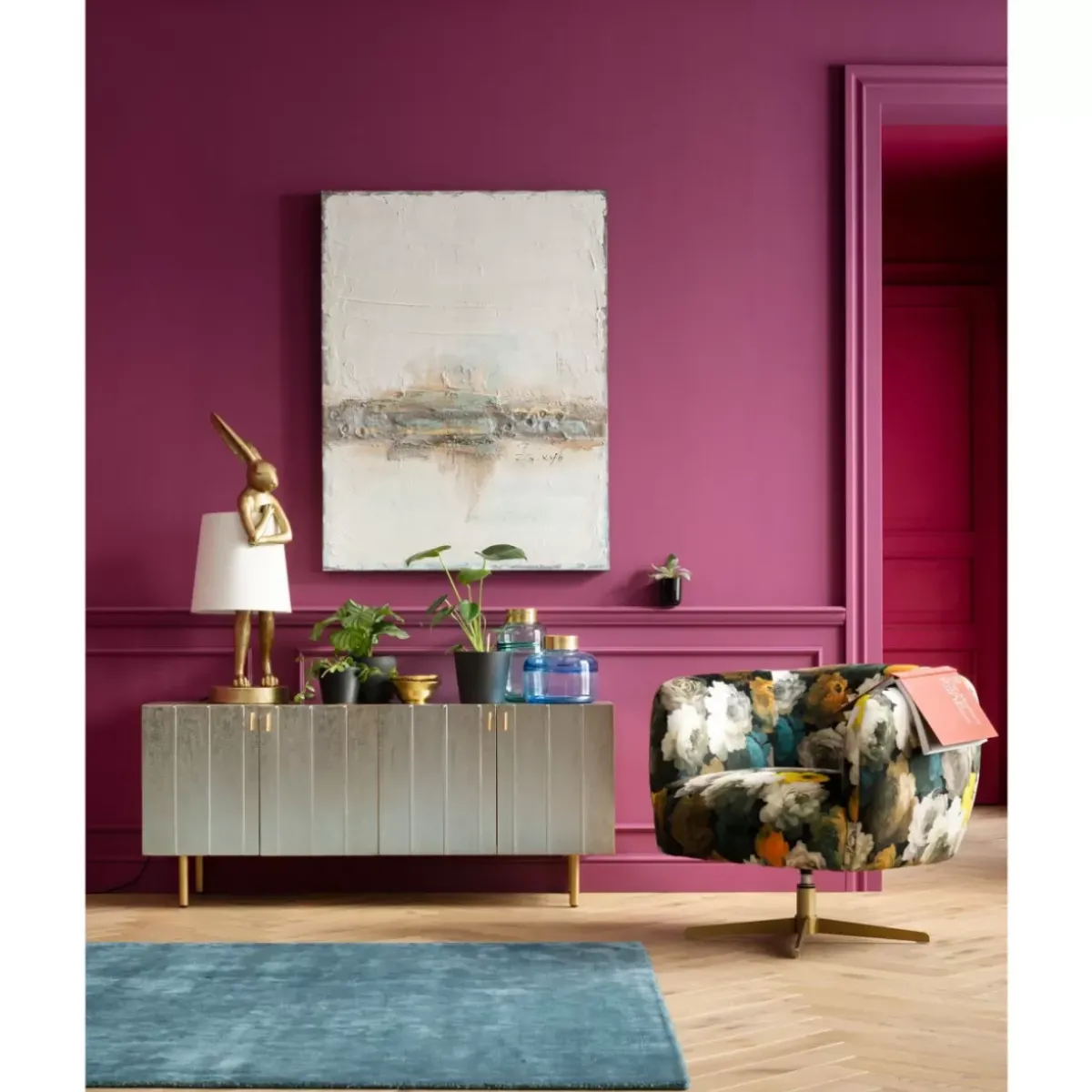 KARE Design Drehsessel Peony Flower Gelb- Sessel