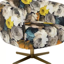KARE Design Drehsessel Peony Flower Gelb- Sessel
