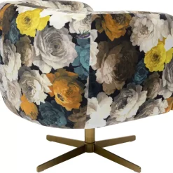 KARE Design Drehsessel Peony Flower Gelb- Sessel