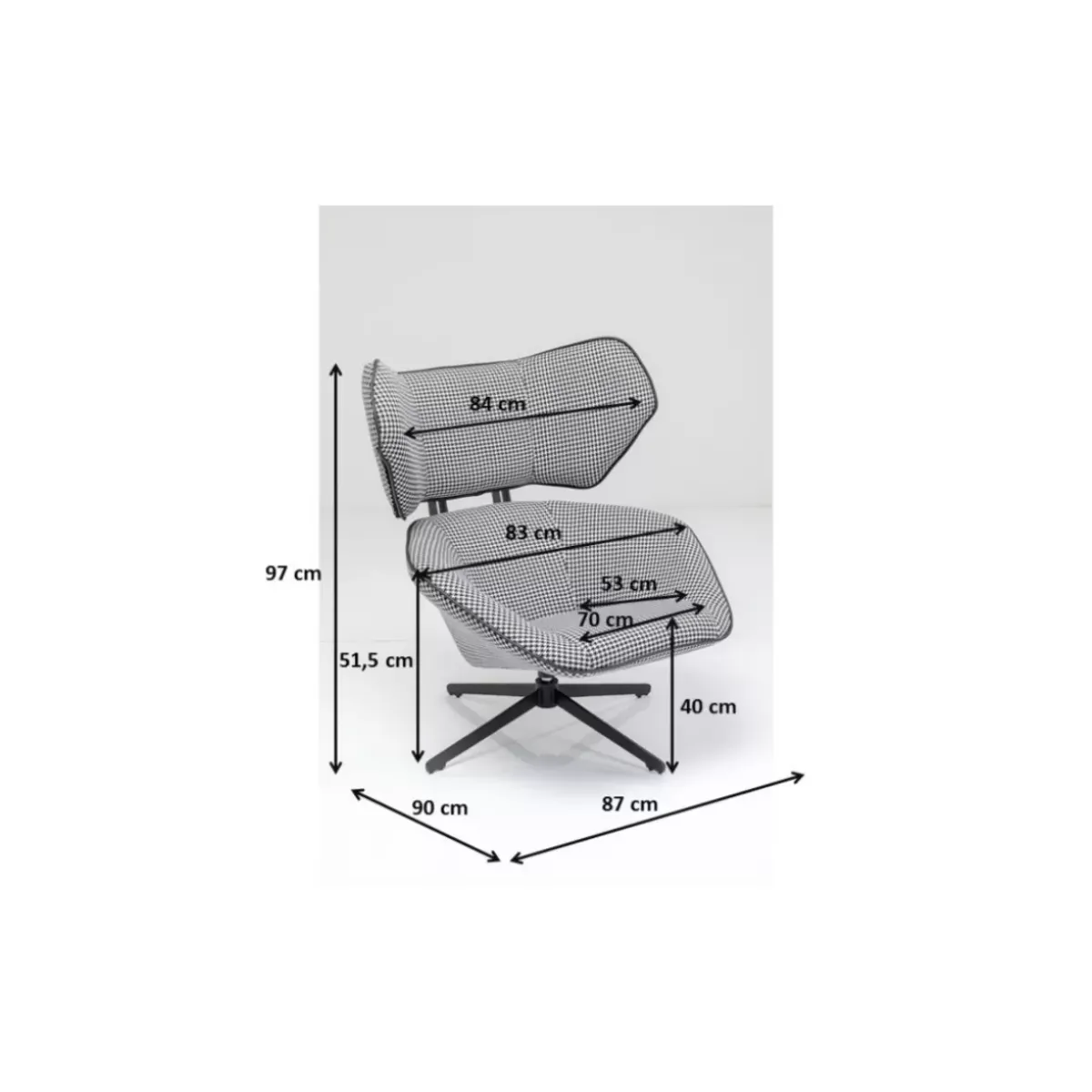 KARE Design Drehsessel Toledo Schwarz Weiss- Sessel