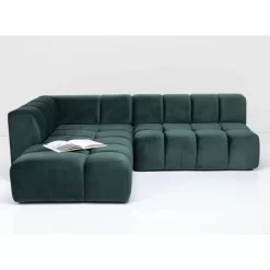 KARE Design Ecksofa Belami Velvet Dunkelgrun Links 265Cm- Sofas & Couches