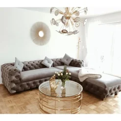 KARE Design Ecksofa Desire Velvet Silbergrau R- Sofas & Couches