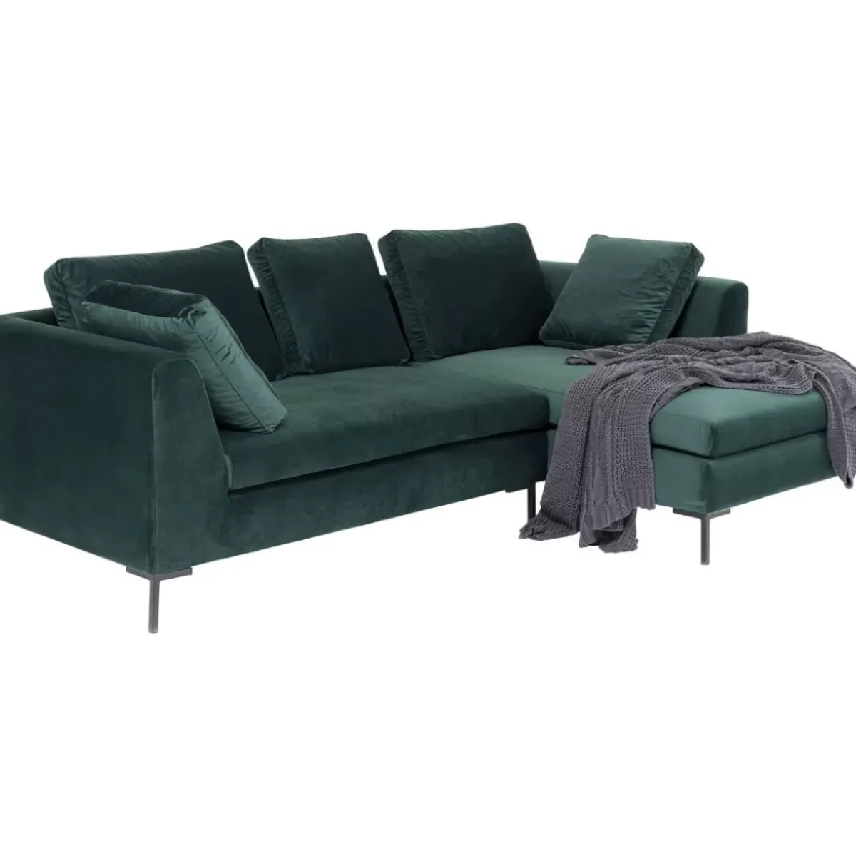 KARE Design Ecksofa Gianni Small Velvet Dunkelgrun Rechts- Sofas & Couches