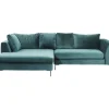 KARE Design Ecksofa Gianni Velvet Dunkelgrun Links Schwarz- Sofas & Couches