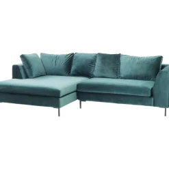 KARE Design Ecksofa Gianni Velvet Dunkelgrun Links Schwarz- Sofas & Couches