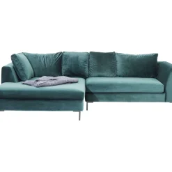 KARE Design Ecksofa Gianni Velvet Dunkelgrun Links Schwarz- Sofas & Couches
