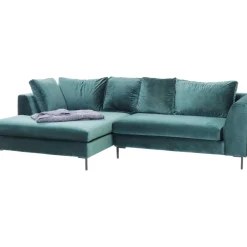 KARE Design Ecksofa Gianni Velvet Dunkelgrun Links Schwarz- Sofas & Couches
