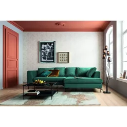 KARE Design Ecksofa Gianni Velvet Dunkelgrun Links Schwarz- Sofas & Couches