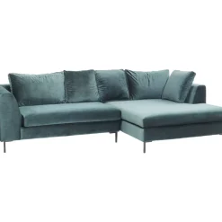 KARE Design Ecksofa Gianni Velvet Dunkelgrun Rechts Schwarz- Sofas & Couches
