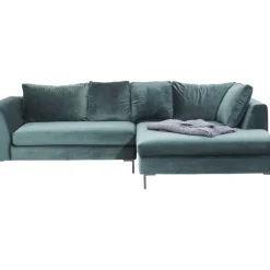 KARE Design Ecksofa Gianni Velvet Dunkelgrun Rechts Schwarz- Sofas & Couches