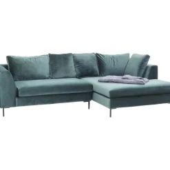 KARE Design Ecksofa Gianni Velvet Dunkelgrun Rechts Schwarz- Sofas & Couches