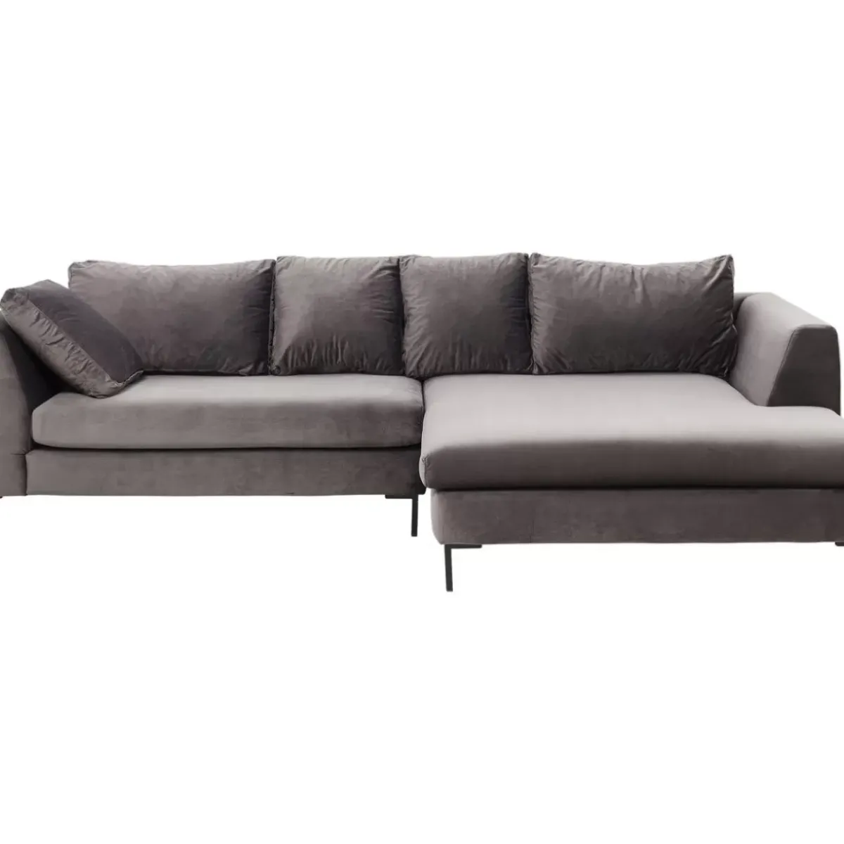 KARE Design Ecksofa Gianni Velvet Grau Rechts Schwarz- Sofas & Couches