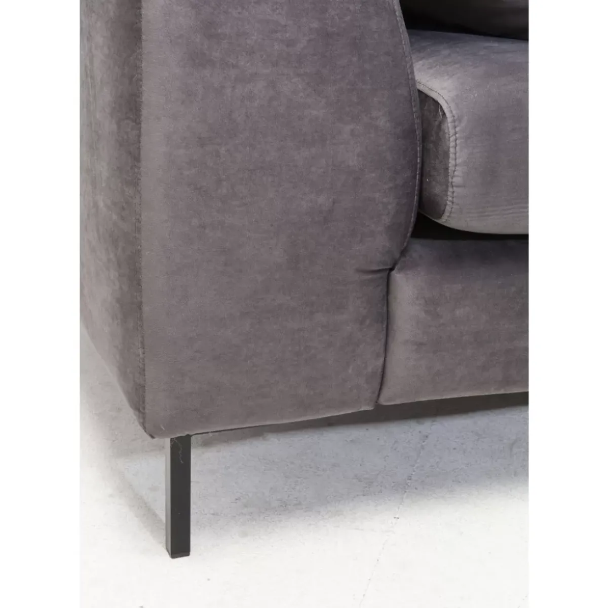 KARE Design Ecksofa Gianni Velvet Grau Rechts Schwarz- Sofas & Couches