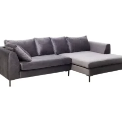 KARE Design Ecksofa Gianni Velvet Grau Rechts Schwarz- Sofas & Couches