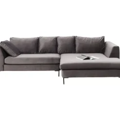 KARE Design Ecksofa Gianni Velvet Grau Rechts Schwarz- Sofas & Couches