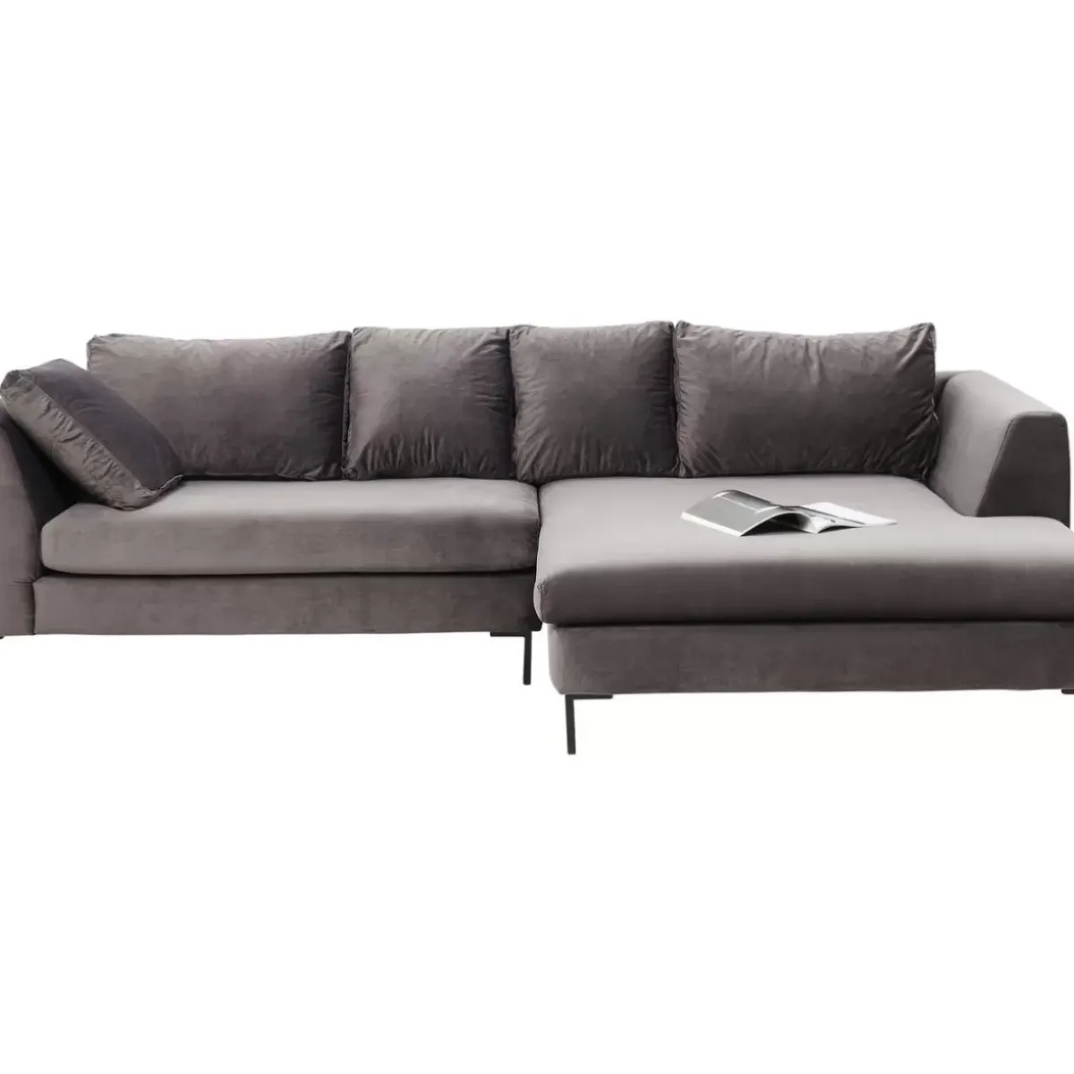 KARE Design Ecksofa Gianni Velvet Grau Rechts Schwarz- Sofas & Couches