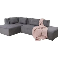 KARE Design Ecksofa Infinity Ottomane Cord Grau Links- Sofas & Couches
