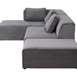 KARE Design Ecksofa Infinity Ottomane Cord Grau Links- Sofas & Couches