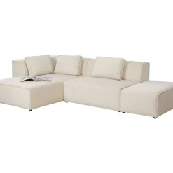 KARE Design Ecksofa Infinity Ottomane Cord Creme Links- Sofas & Couches