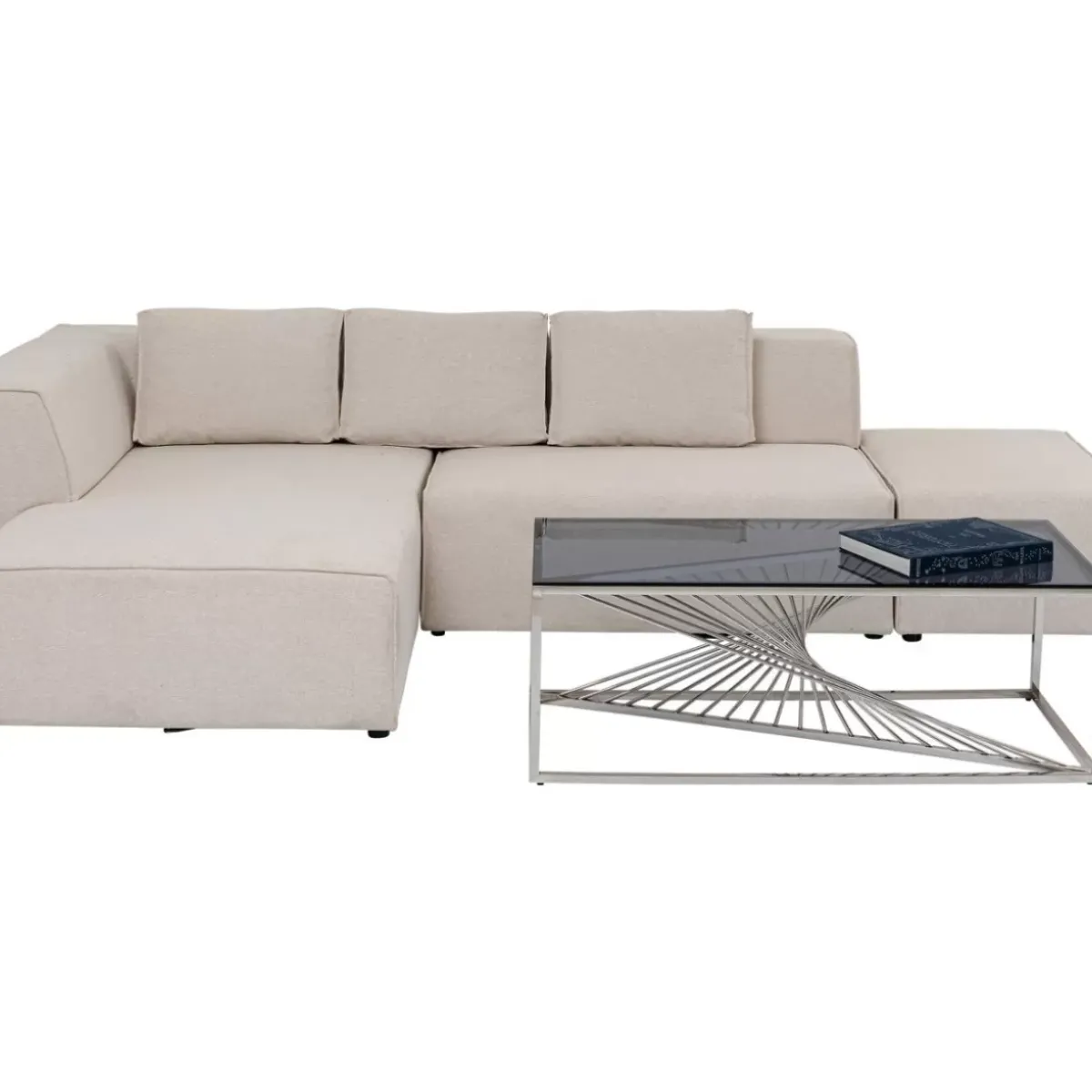 KARE Design Ecksofa Infinity Ottomane Creme Links- Sofas & Couches