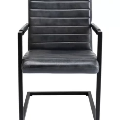 KARE Design Freischwinger Lola Leder Grau- Stühle