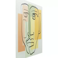 KARE Design Glasbild Art Face Pastell 100X100Cm- Bilder