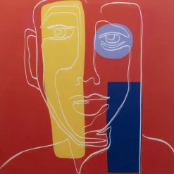 KARE Design Glasbild Art Face Rot 100X100Cm- Bilder