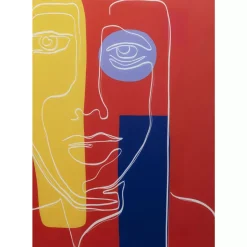 KARE Design Glasbild Art Face Rot 100X100Cm- Bilder