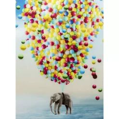 KARE Design Glasbild Balloon Elephant 100X150Cm- Bilder