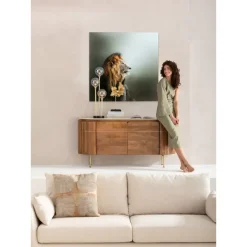 KARE Design Glasbild Lion King 100X100Cm- Bilder