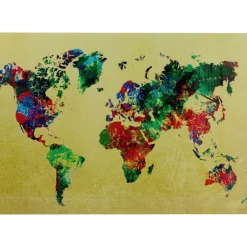 KARE Design Glasbild Metallic Colourful Map 150X100Cm- Bilder