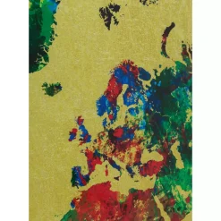 KARE Design Glasbild Metallic Colourful Map 150X100Cm- Bilder
