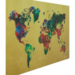 KARE Design Glasbild Metallic Colourful Map 150X100Cm- Bilder