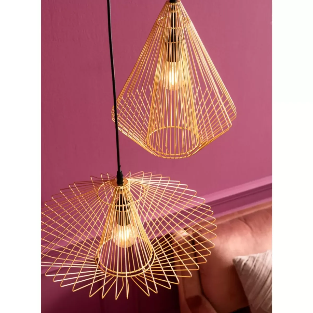 KARE Design Hangeleuchte Modo Wire Round Gold- Hängeleuchten