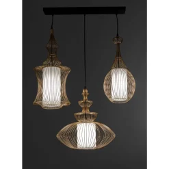 KARE Design Hangeleuchte Swing Iron Tre Gold- Hängeleuchten