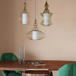 KARE Design Hangeleuchte Swing Iron Tre Gold- Hängeleuchten