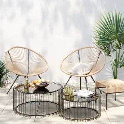 KARE Design Hocker Acapulco Natur- Outdoormöbel