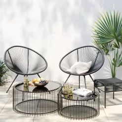 KARE Design Hocker Acapulco Schwarz- Outdoormöbel