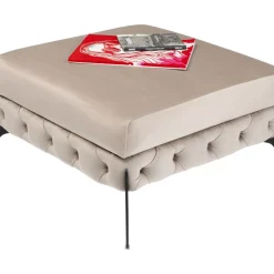KARE Design Hocker Bellissima Velvet Beige 80Cm- Sitzbänke