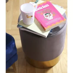 KARE Design Hocker Cherry Braun Brass O35Cm- Sitzbänke