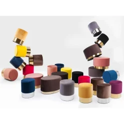 KARE Design Hocker Cherry Braun Brass O35Cm- Sitzbänke