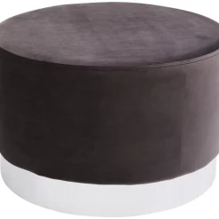 KARE Design Hocker Cherry Dunkelgrau Silver O55Cm- Sitzbänke